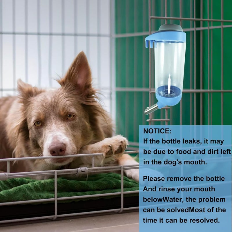 DEEUCHIS Dog Crate Water Bottle - 17 oz No Drip Kennel Pet Water Dispenser, Easy-to-Use Cage Water Bottle for Dogs, Cats, Small Animals, 500ML, Blue - Image 5